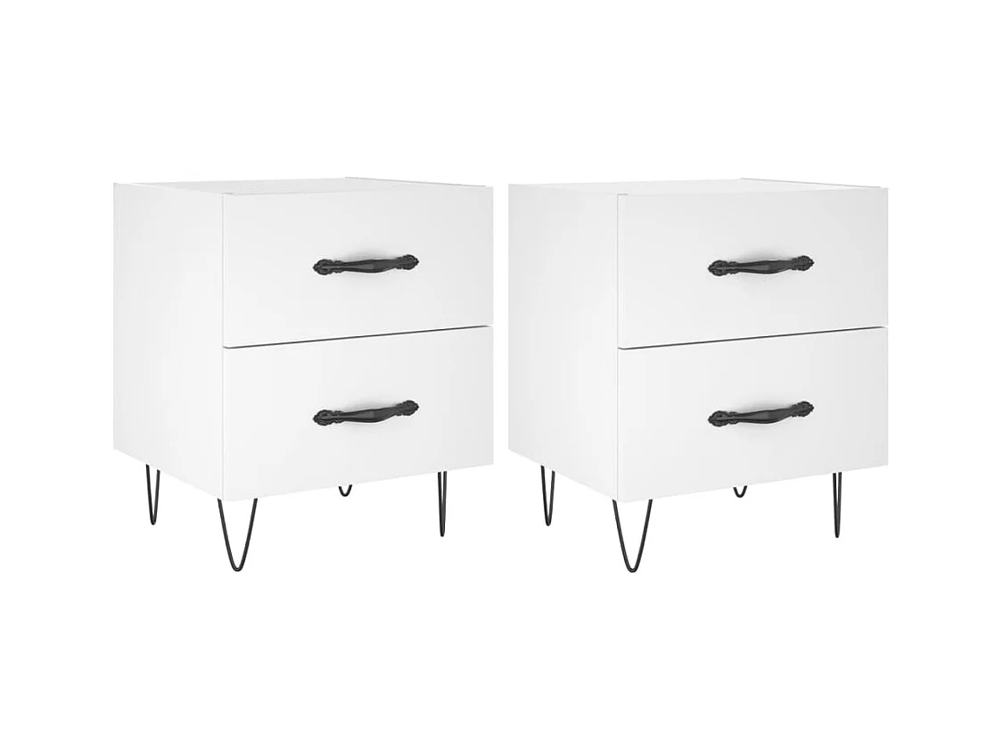 Alameda  Tables de chevet 2 pcs blanc 40x35x47,5 cm bois d’ingénierie