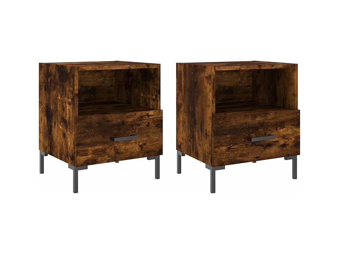 Paul-Henri  Tables de chevet 2pcs chêne fumé 40x35x47,5cm bois d’ingénierie