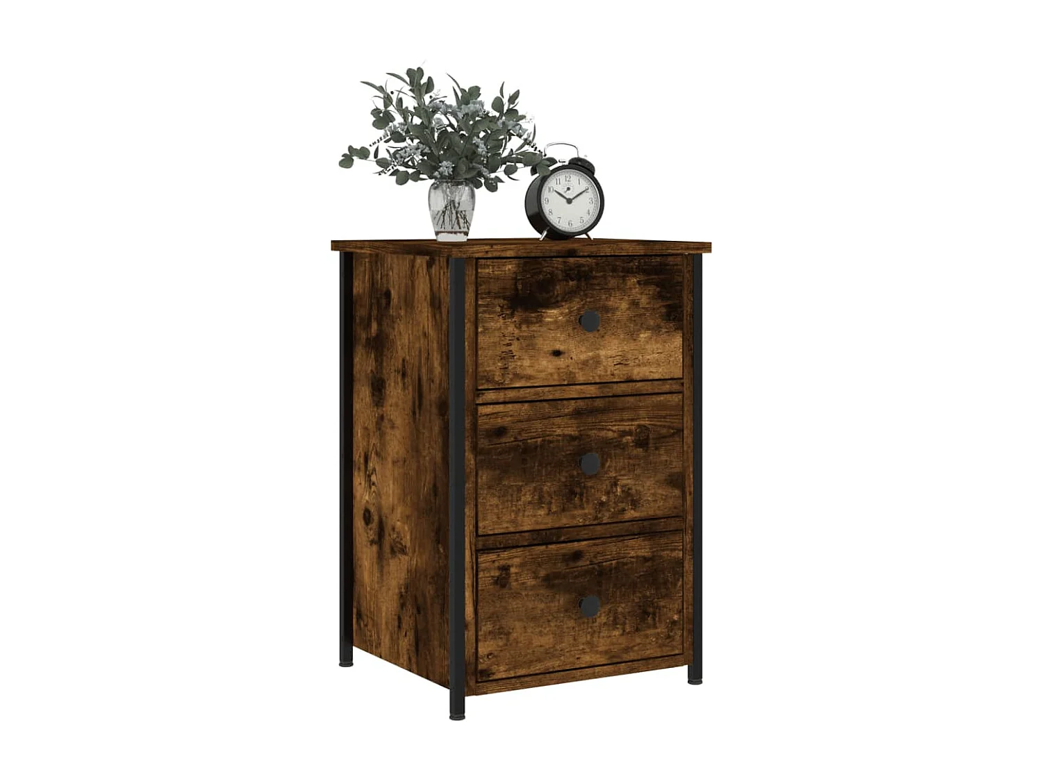 Elorin  Table de chevet chêne fumé 40x36x60 cm bois d'ingénierie