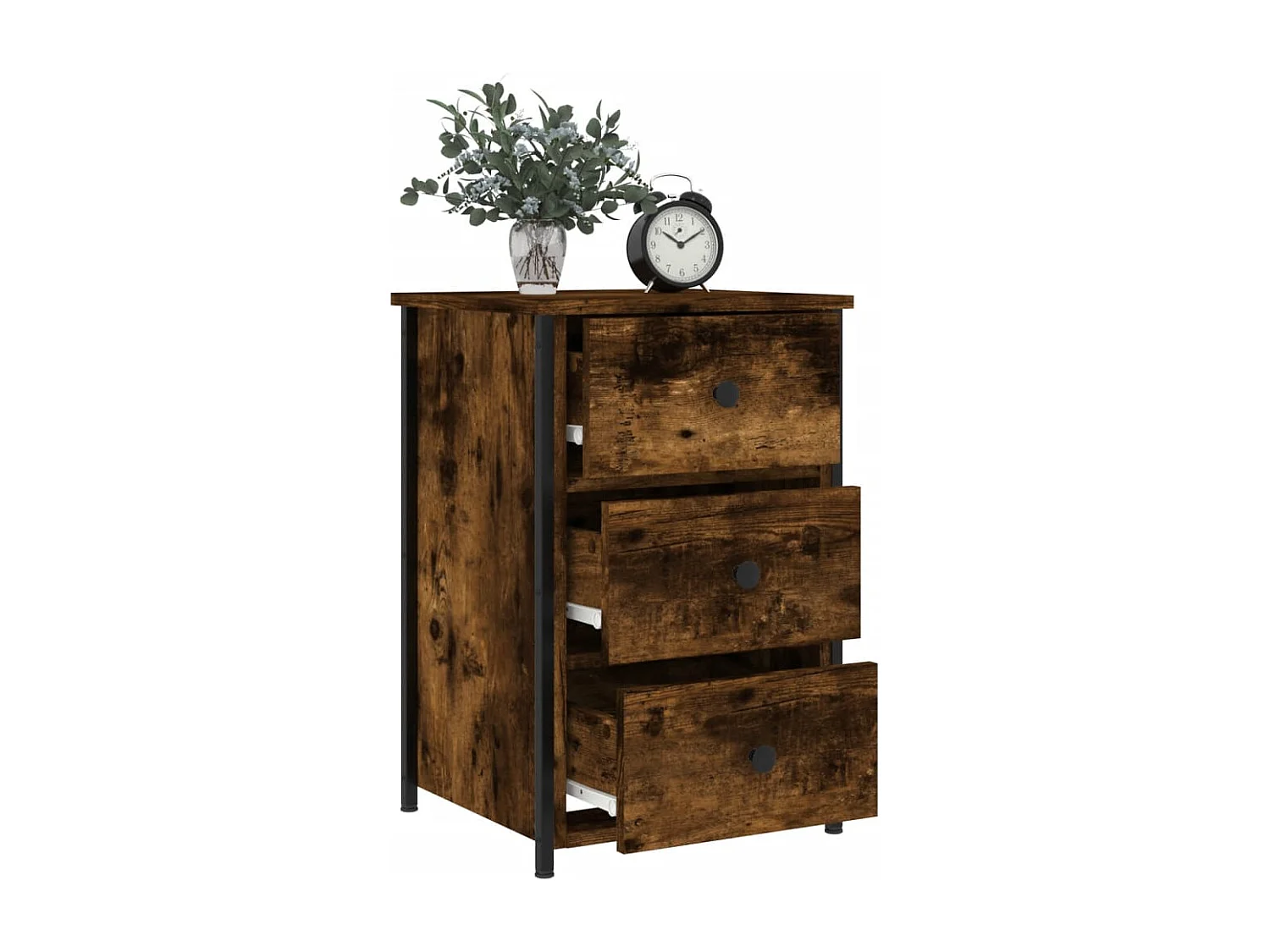 Elorin  Table de chevet chêne fumé 40x36x60 cm bois d'ingénierie