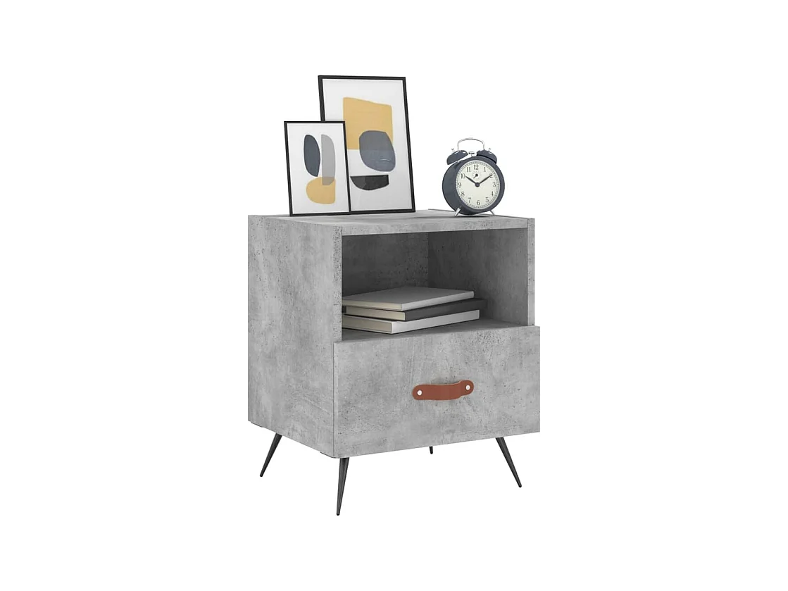 Cala  Tables de chevet 2pcs gris béton 40x35x47,5cm bois d’ingénierie