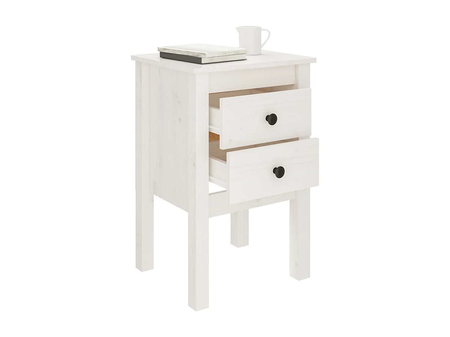 Kettering  Table de chevet Blanc 40x35x61,5 cm Bois de pin massif