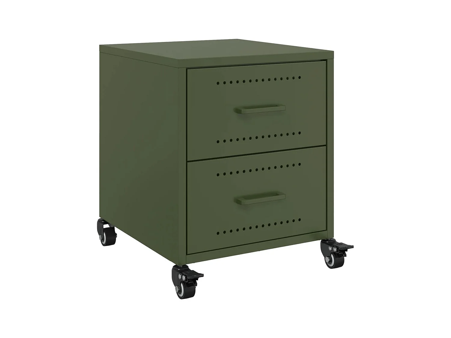 Roanoke  Comodino Verde Oliva 36x39x43,5 cm in Acciaio