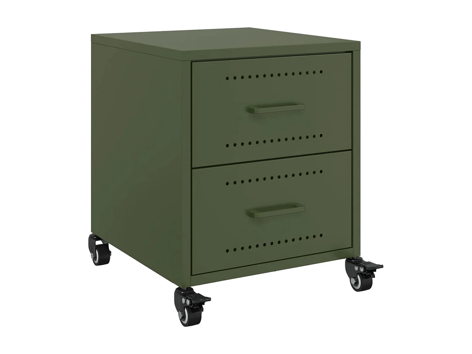 Roanoke  Comodino Verde Oliva 36x39x43,5 cm in Acciaio