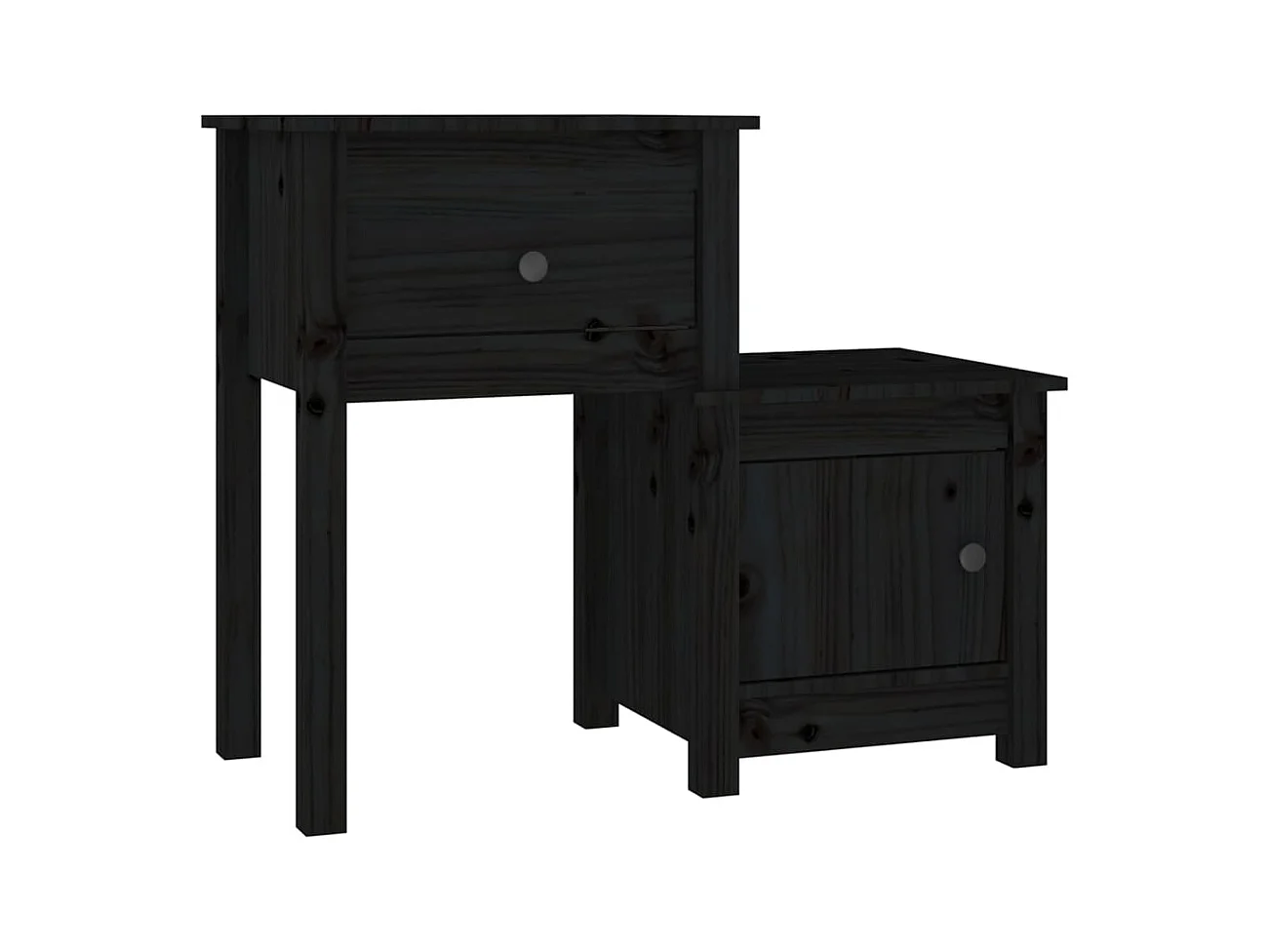 Bailey  Table de chevet Noir 79,5x38x65,5 cm Bois de pin massif