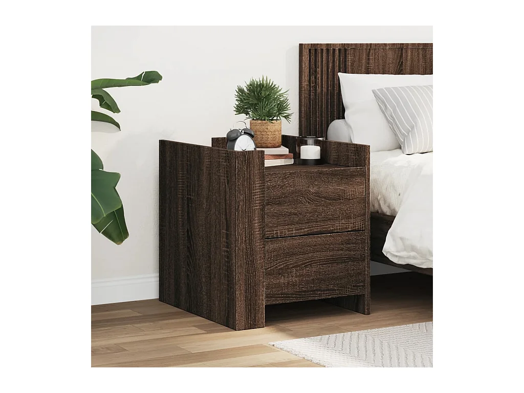 Boher  Table de chevet chêne marron 45x50x50 cm bois d’ingénierie