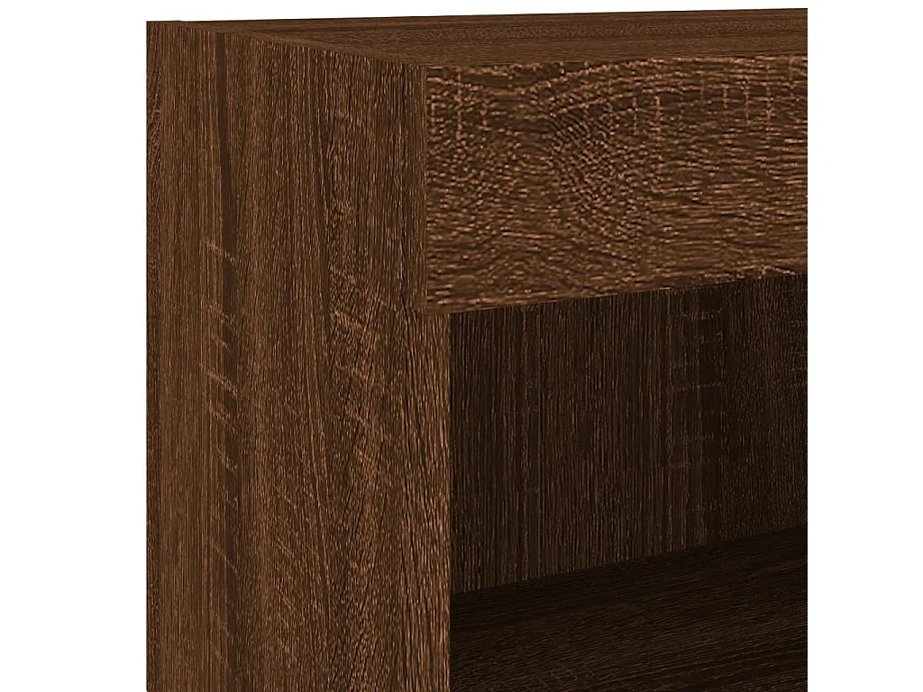 Mano  Table de chevet murale avec lumières LED chêne marron