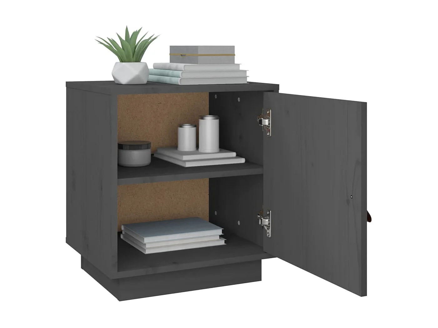 Clark Mills  Table de chevet Gris 40x34x45 cm Bois de pin massif