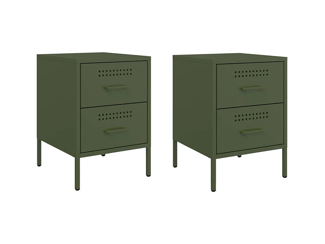 Lucille  Tables de chevet 2 pcs vert olive 36x39x50,5 cm acier
