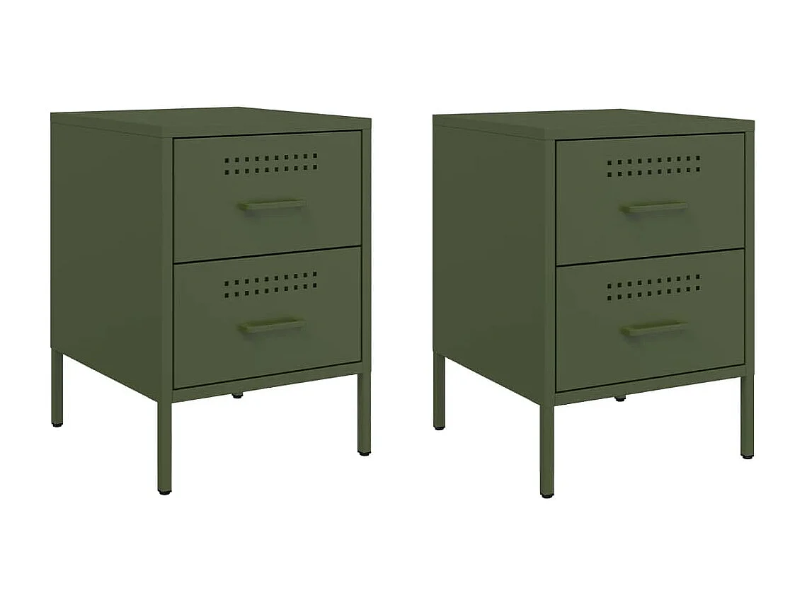 Lucille  Tables de chevet 2 pcs vert olive 36x39x50,5 cm acier