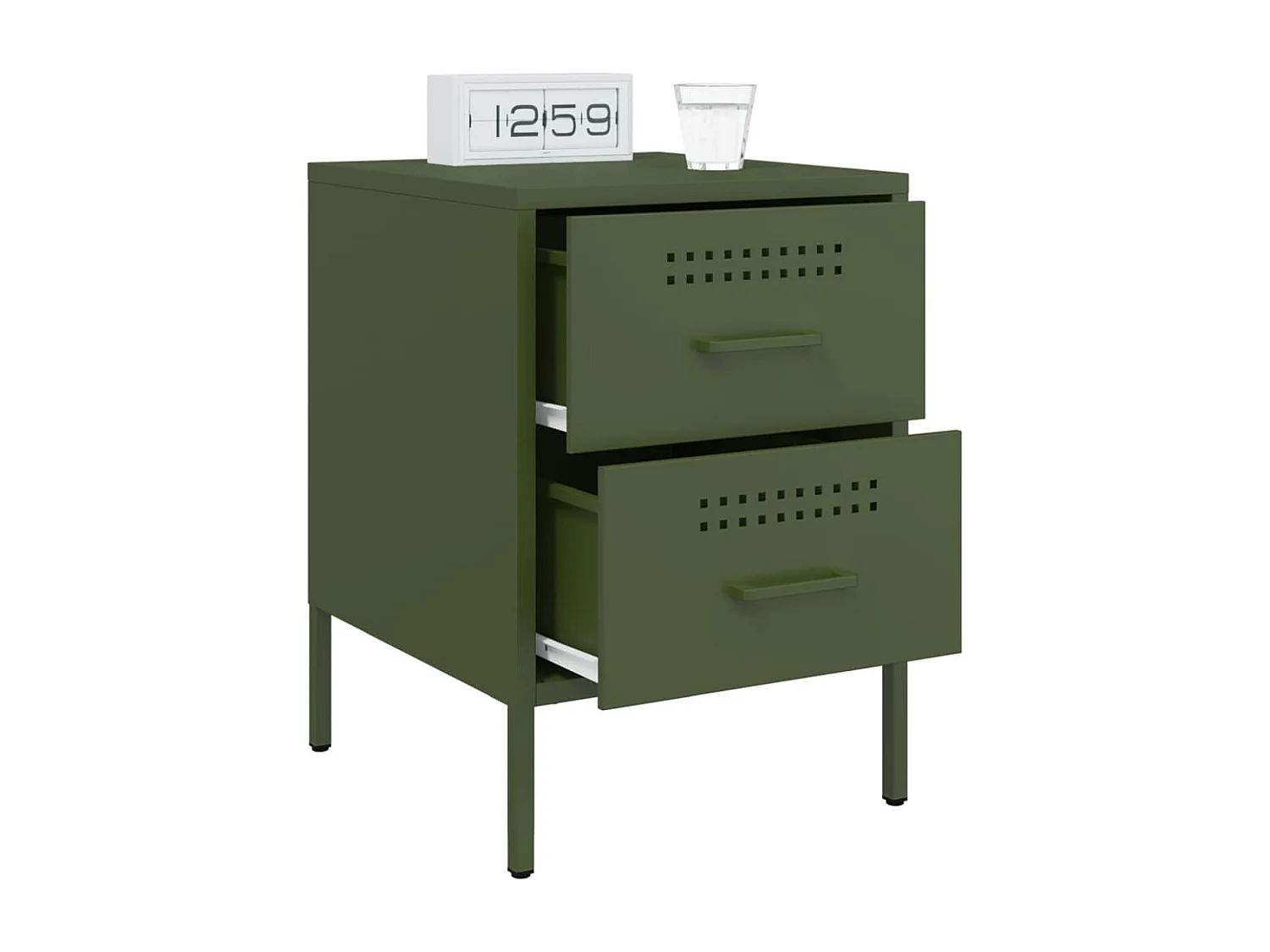 Lucille  Tables de chevet 2 pcs vert olive 36x39x50,5 cm acier