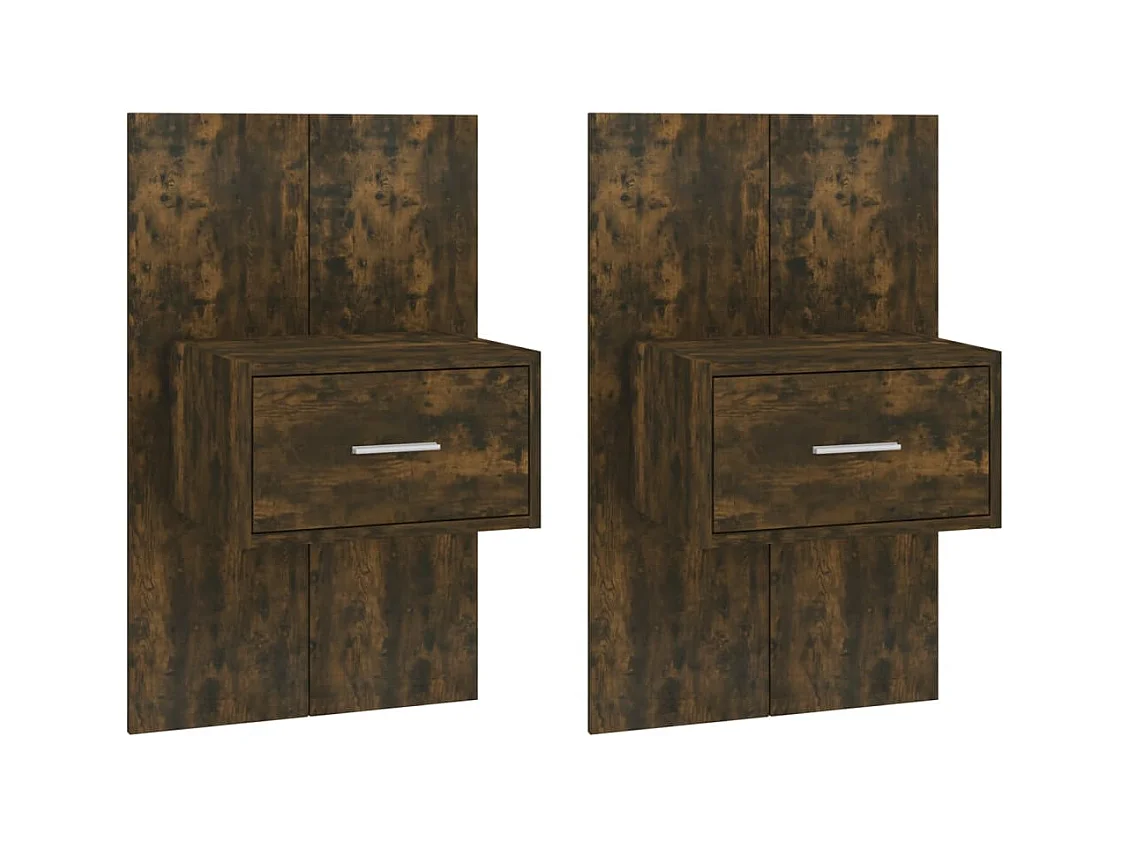 Saffira  Tables de chevet murales 2 pcs Chêne fumé