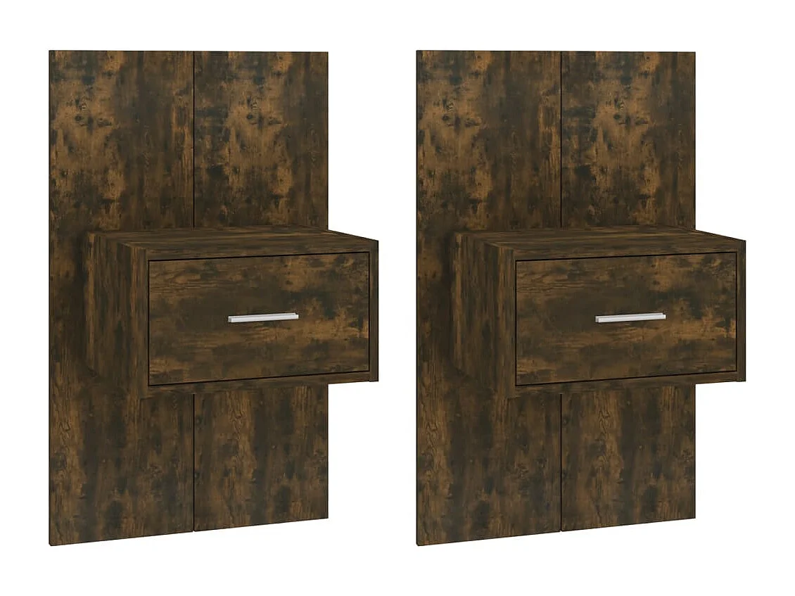 Saffira  Tables de chevet murales 2 pcs Chêne fumé