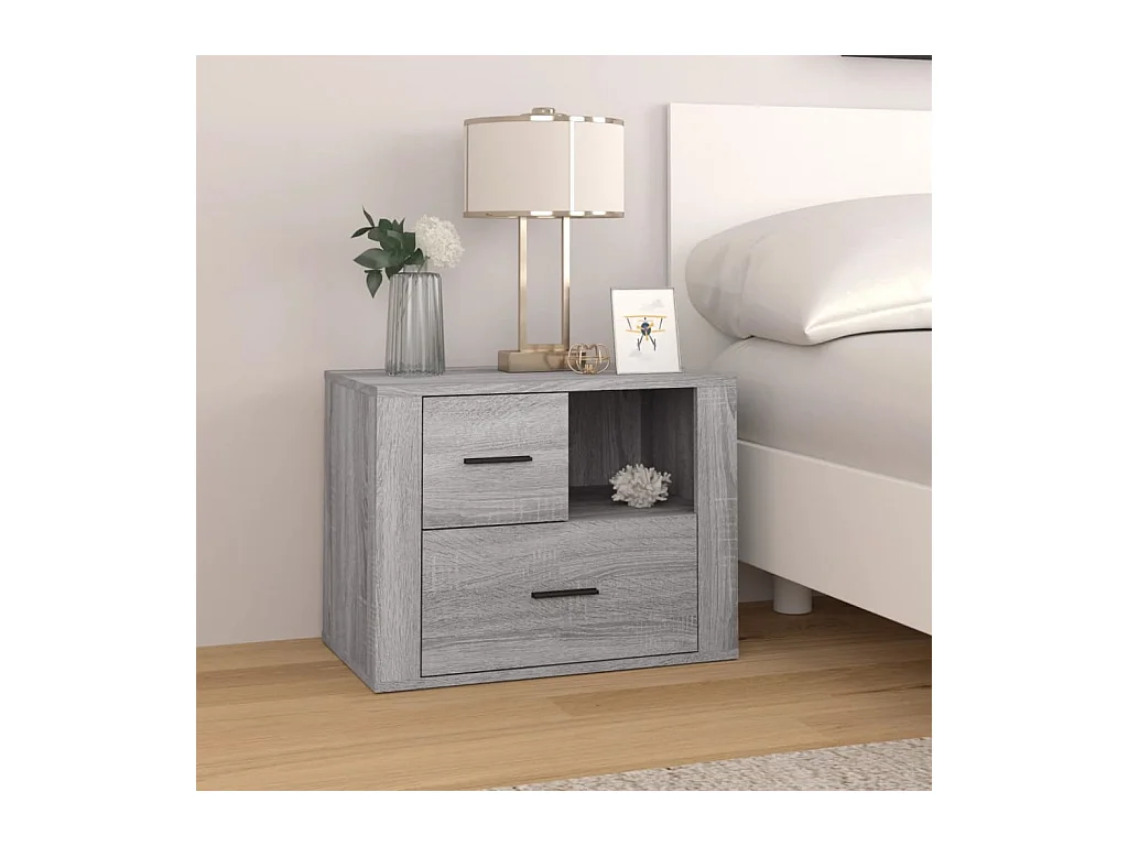 Sybe  Table de chevet Sonoma gris 60x36x45 cm Bois d'ingénierie