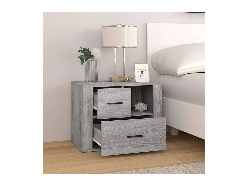 Sybe  Table de chevet Sonoma gris 60x36x45 cm Bois d'ingénierie