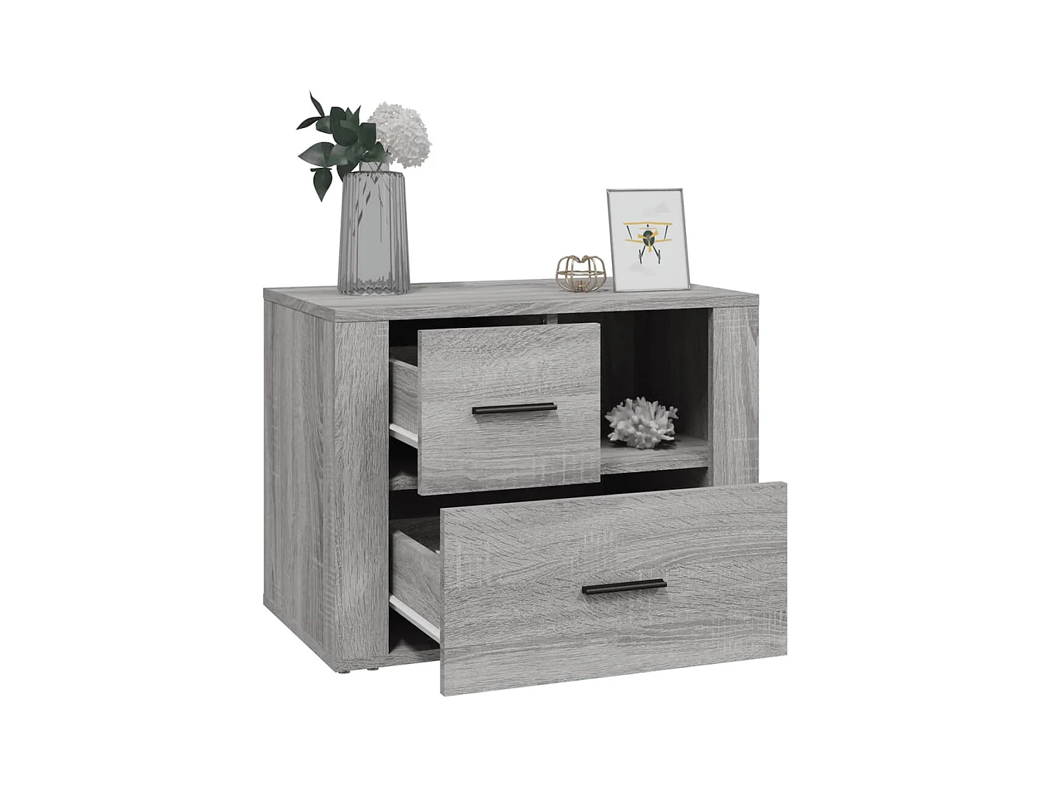 Sybe  Table de chevet Sonoma gris 60x36x45 cm Bois d'ingénierie