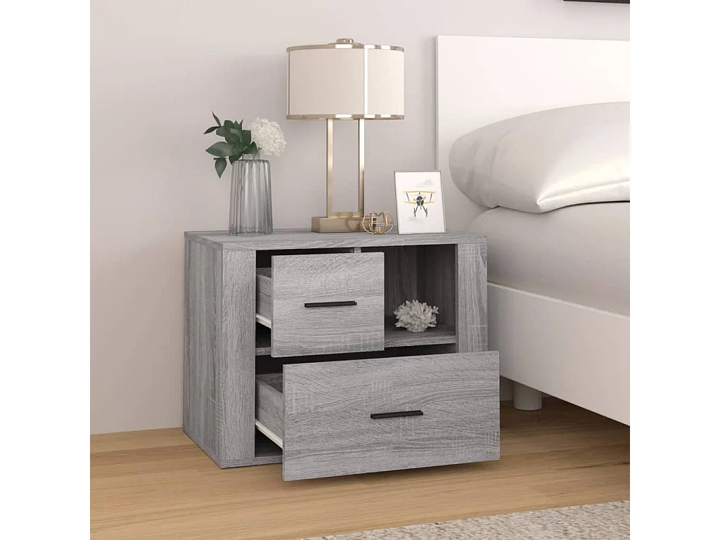 Sybe  Table de chevet Sonoma gris 60x36x45 cm Bois d'ingénierie