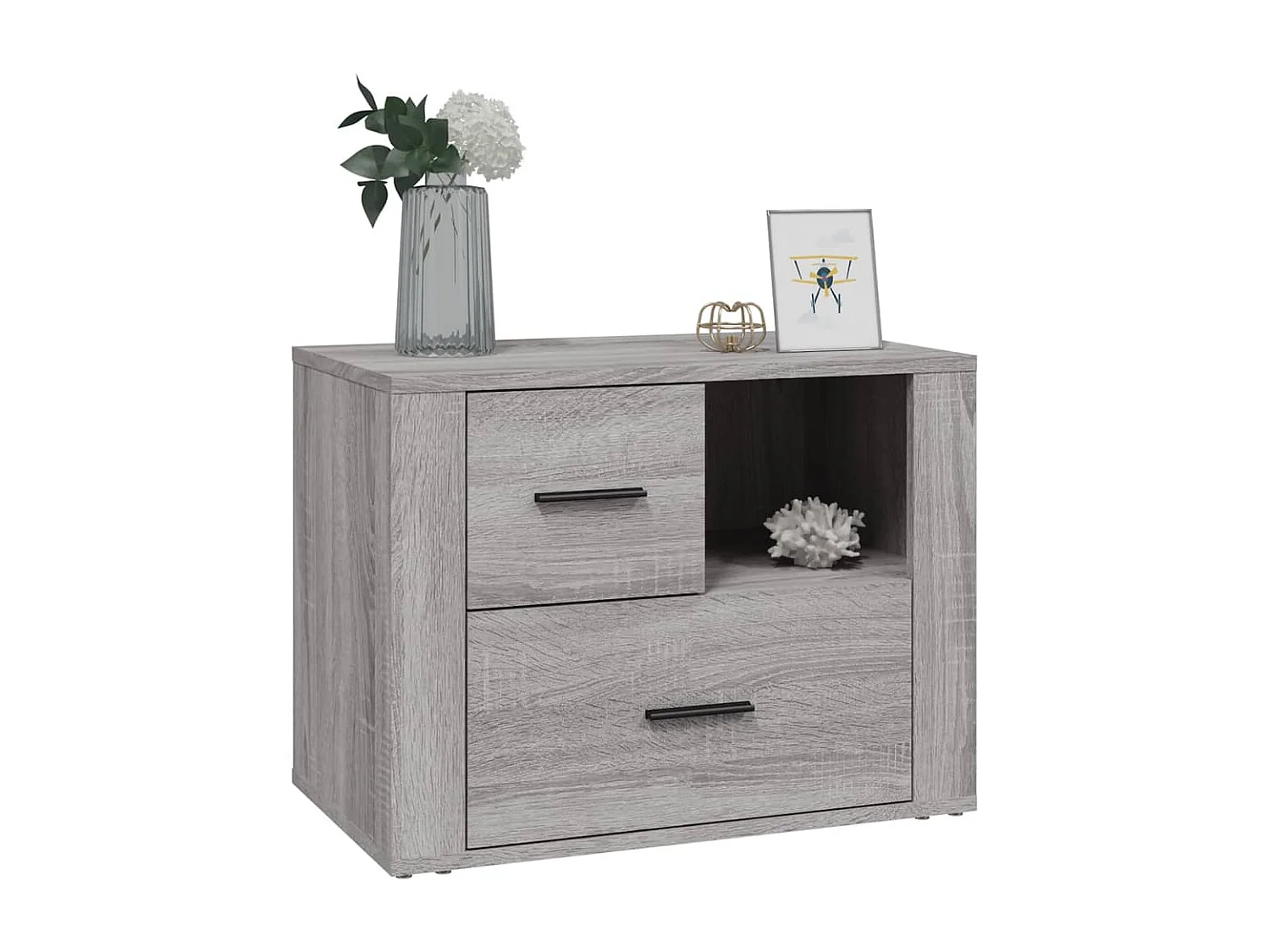 Sybe  Table de chevet Sonoma gris 60x36x45 cm Bois d'ingénierie