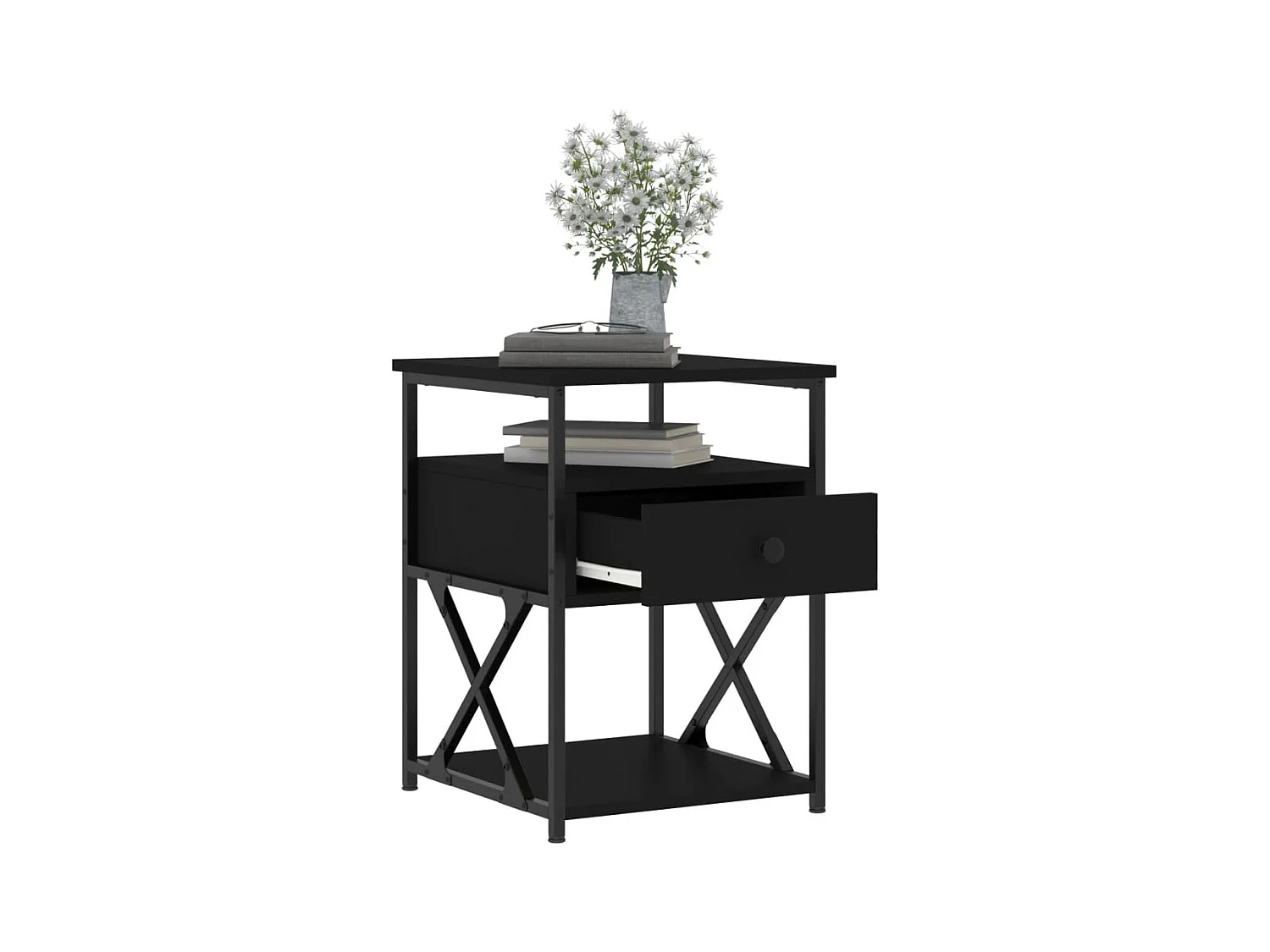 Eufaula  Tables de chevet 2 pcs noir 40x42x55 cm bois d’ingénierie