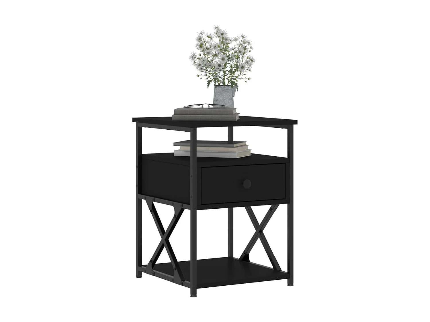 Eufaula  Tables de chevet 2 pcs noir 40x42x55 cm bois d’ingénierie