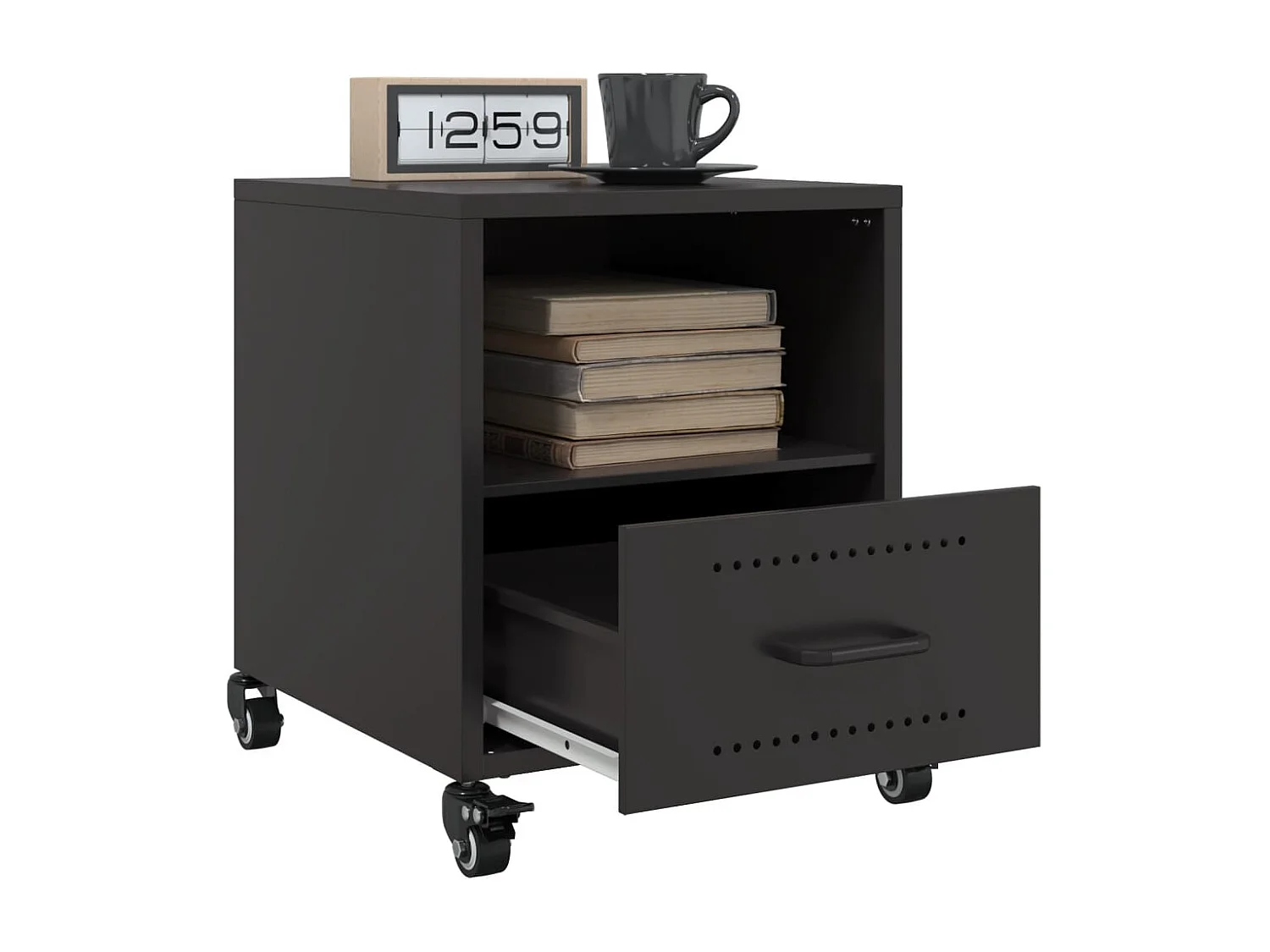 Evalara  Table de chevet noir 36x39x43,5 cm acier