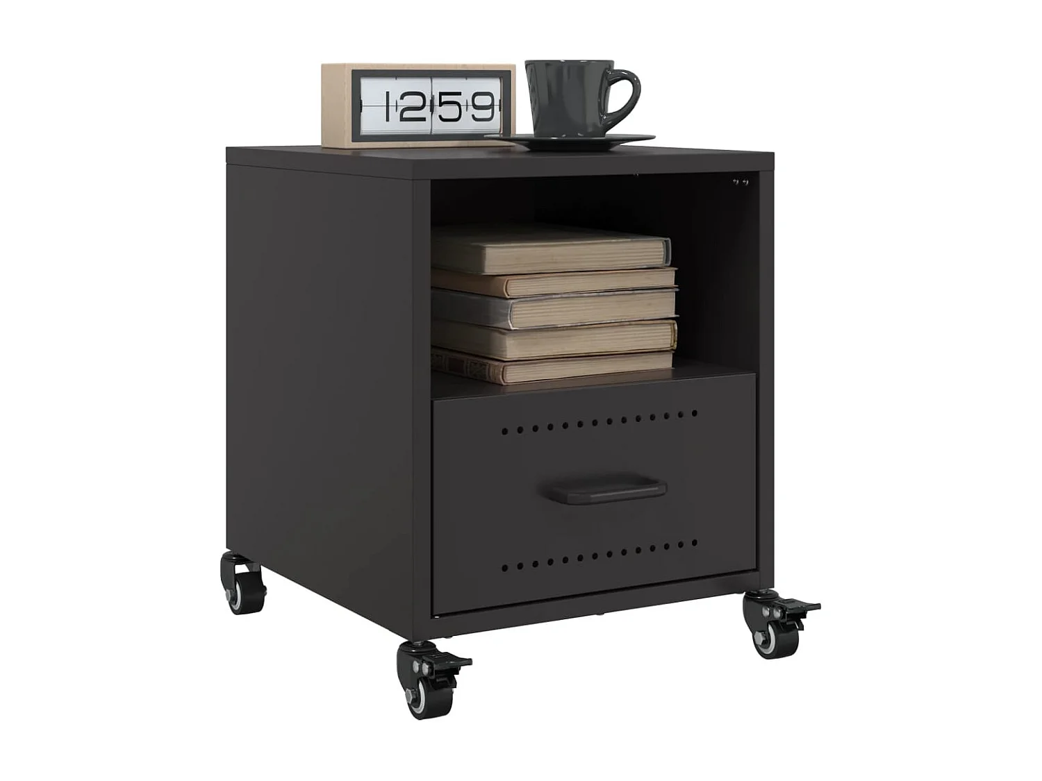 Evalara  Table de chevet noir 36x39x43,5 cm acier