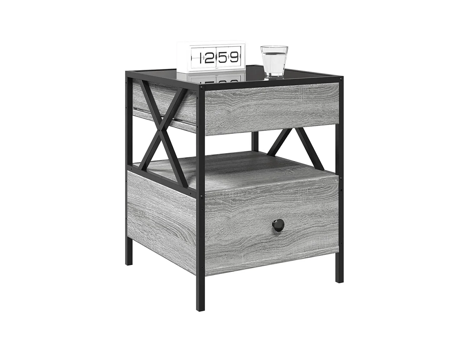 Amber Mae  Table de chevet avec LED infini sonoma gris 40x40x51 cm