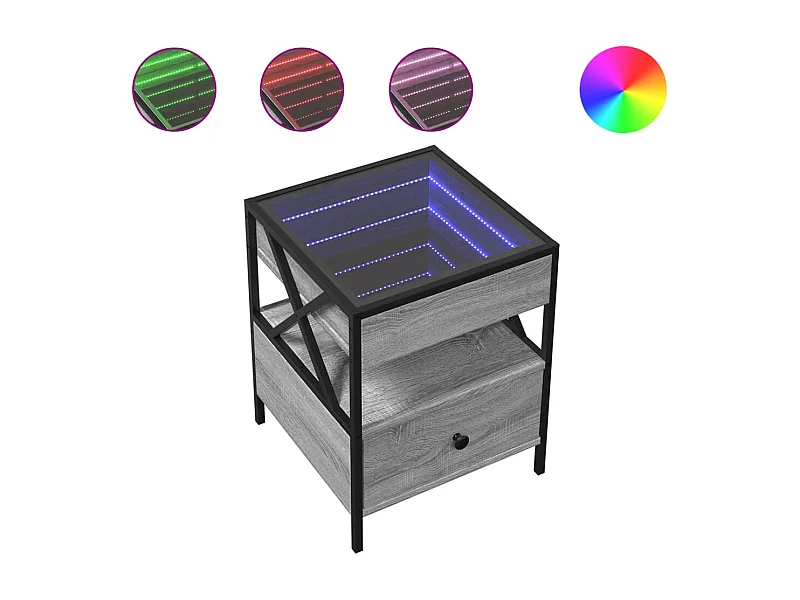 Amber Mae  Nachttisch mit -LED Grau Sonoma 40x40x51 cm