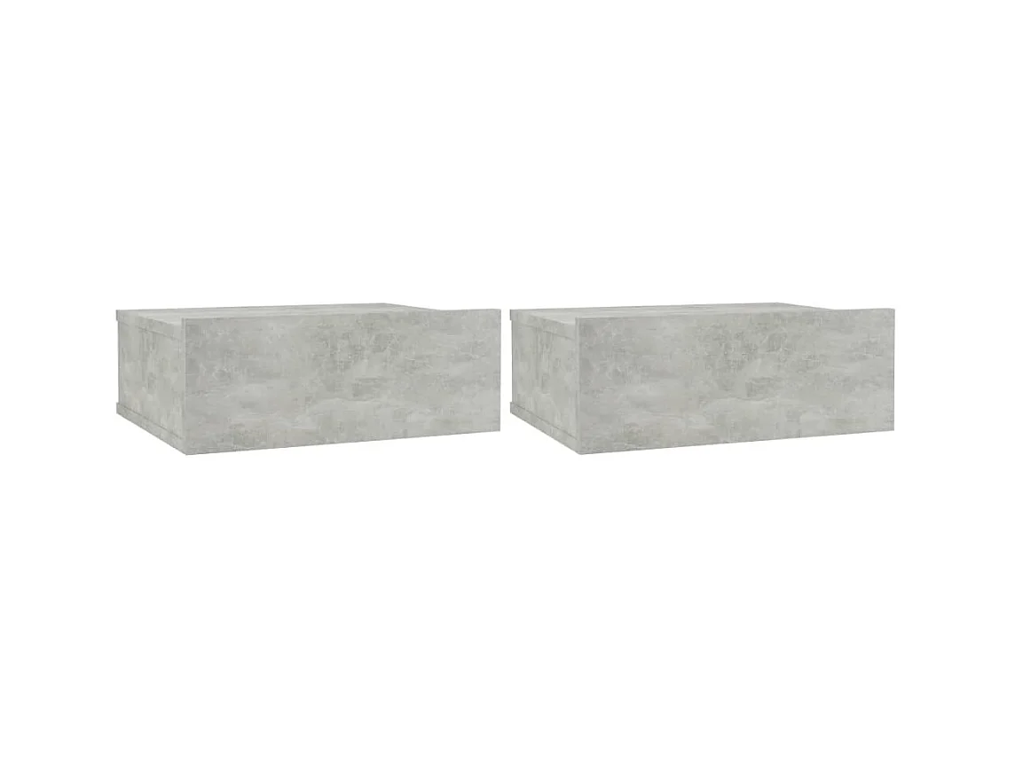 Stanford  Comodini Pensili 2pz Grigio Cemento 40x30x15 Legno Multistrato