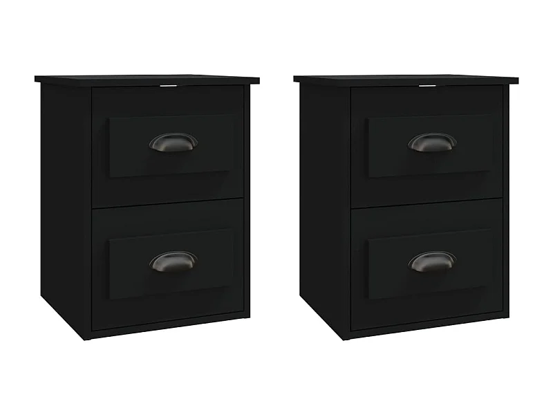 Inez  Wand-Nachttische 2 Stk. Schwarz 41,5x36x53 cm
