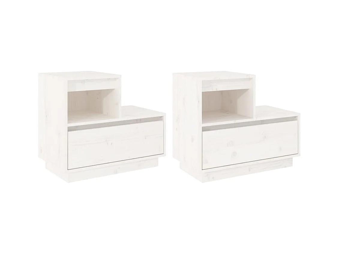 Kværndrup  Tables de chevet 2 pcs Blanc 60x34x51 cm Bois de pin solide