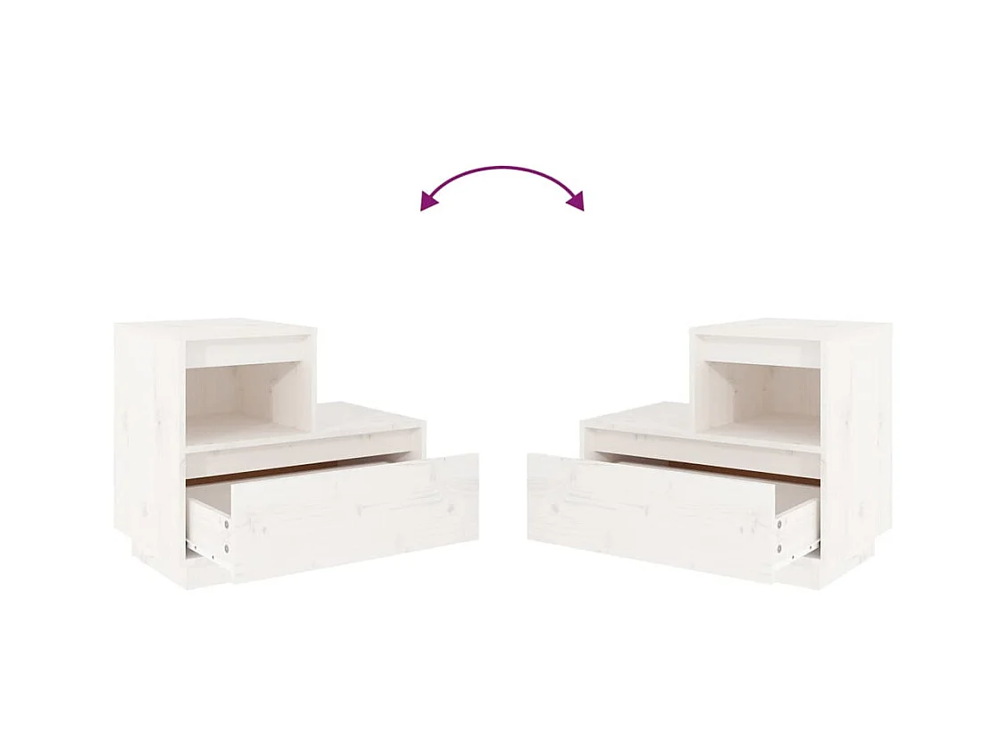 Kværndrup  Tables de chevet 2 pcs Blanc 60x34x51 cm Bois de pin solide