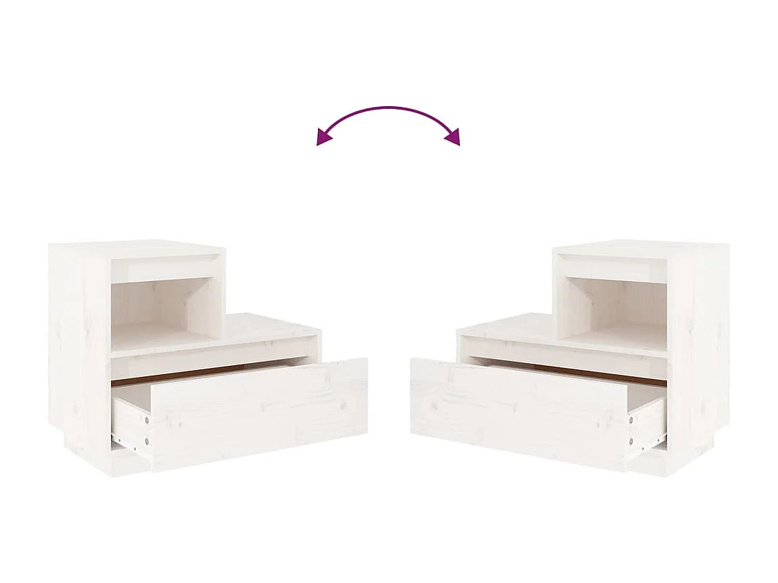 Kværndrup  Tables de chevet 2 pcs Blanc 60x34x51 cm Bois de pin solide