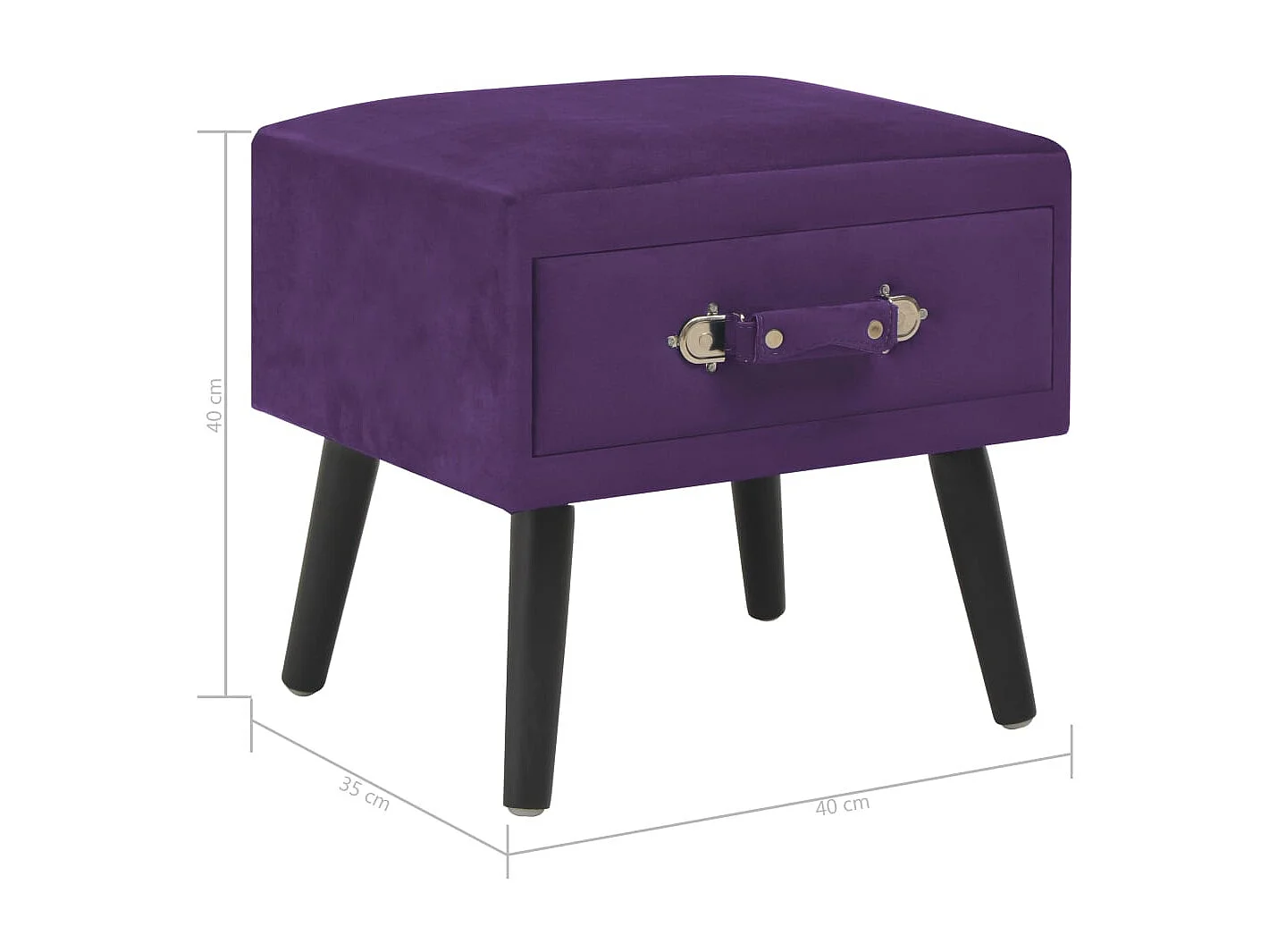 Dorien  Table de chevet Violet foncé 40x35x40 cm Velours