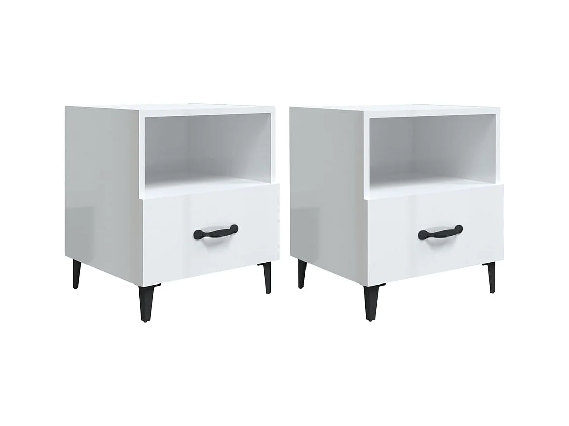 Weedsport  Tables de chevet 2 pcs Blanc brillant Bois d'ingénierie