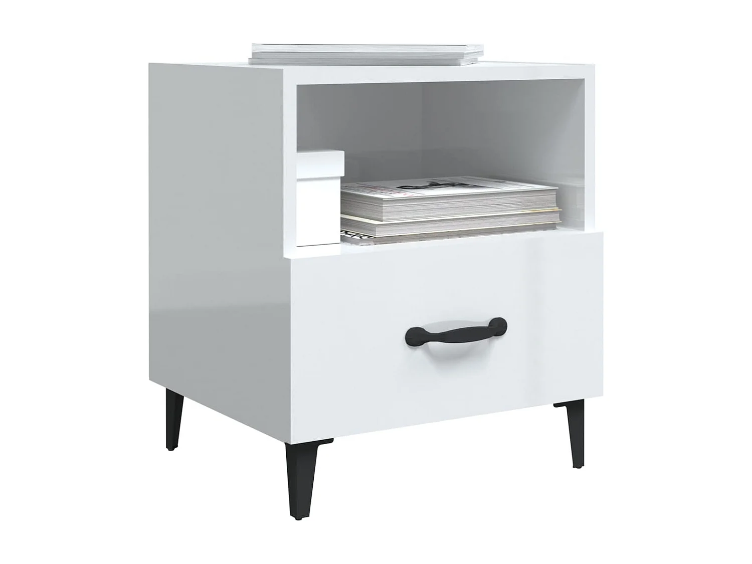 Weedsport  Tables de chevet 2 pcs Blanc brillant Bois d'ingénierie