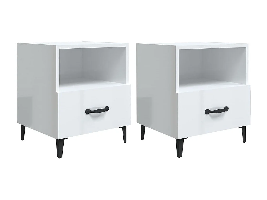 Weedsport  Tables de chevet 2 pcs Blanc brillant Bois d'ingénierie
