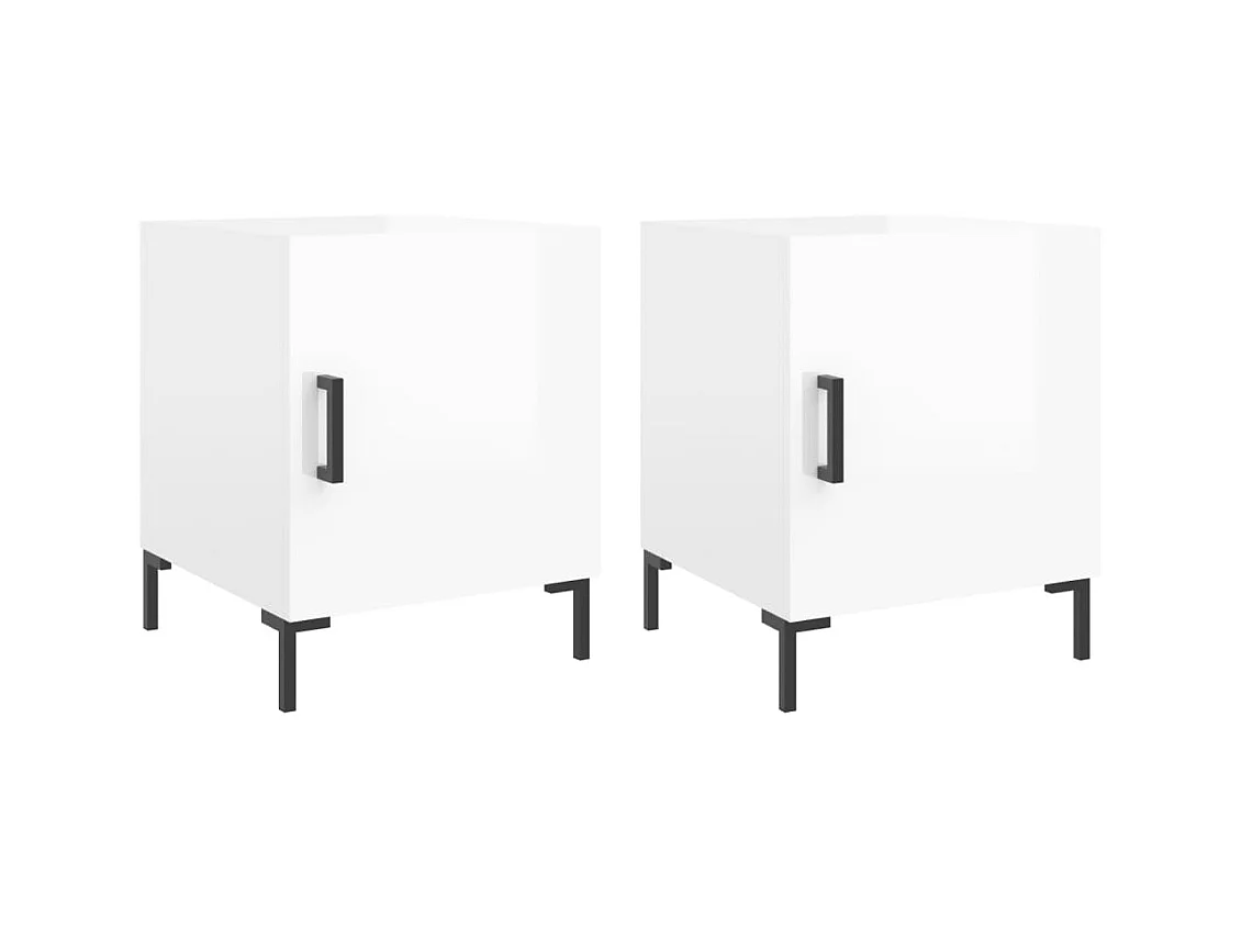 Emarente  Tables de chevet 2 pcs blanc brillant 40x40x50 cm