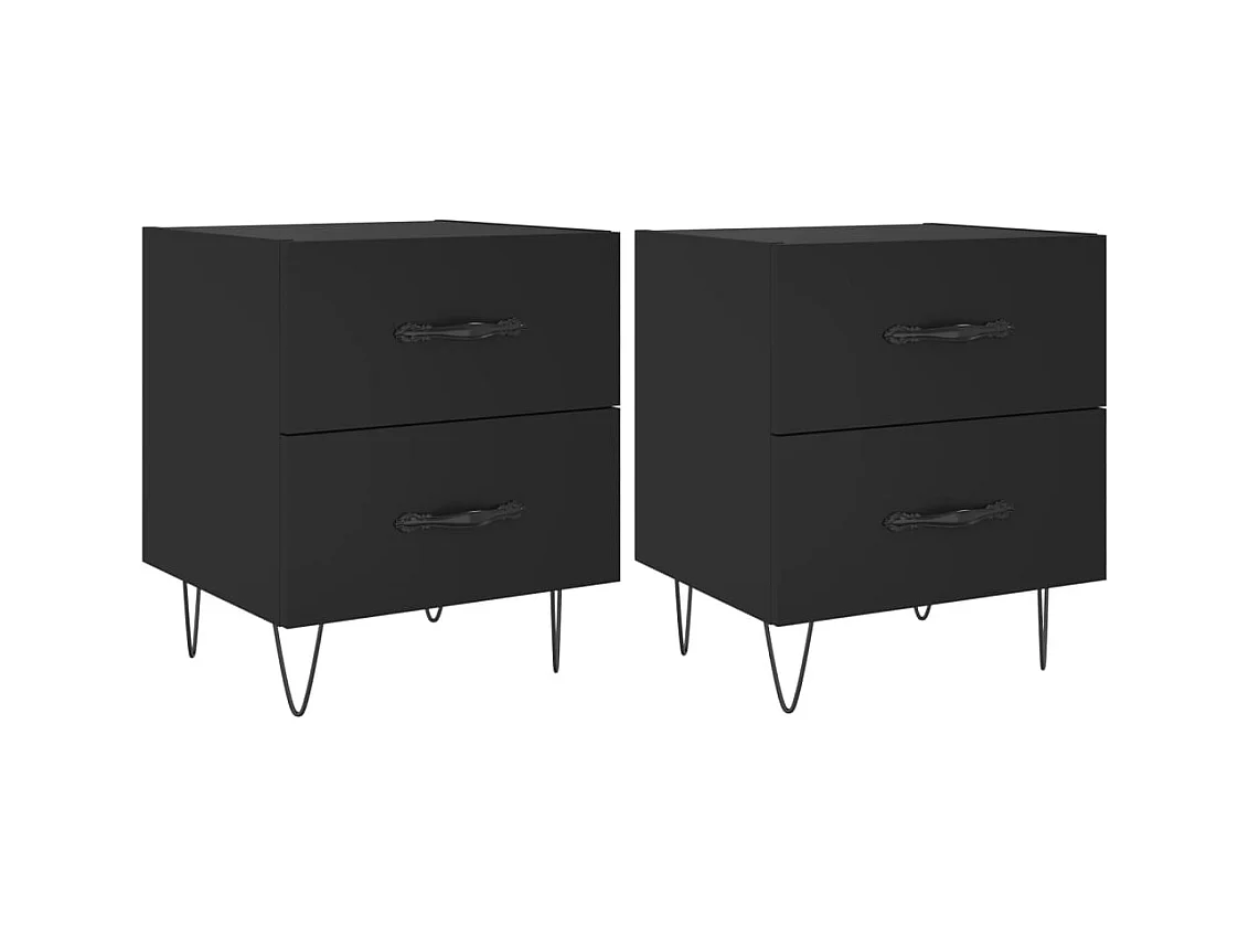 Alameda  Tables de chevet 2 pcs noir 40x35x47,5 cm bois d’ingénierie