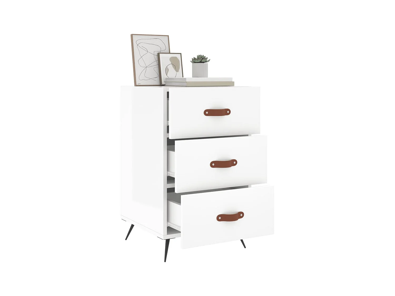 Uri  Table de chevet blanc brillant 40x40x66 cm bois d'ingénierie