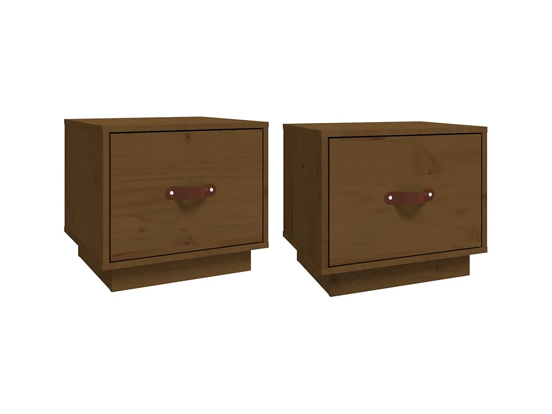 Ballston Lake  Comodini 2 pz ambra 40x34x35 cm in Legno Massello di Pino
