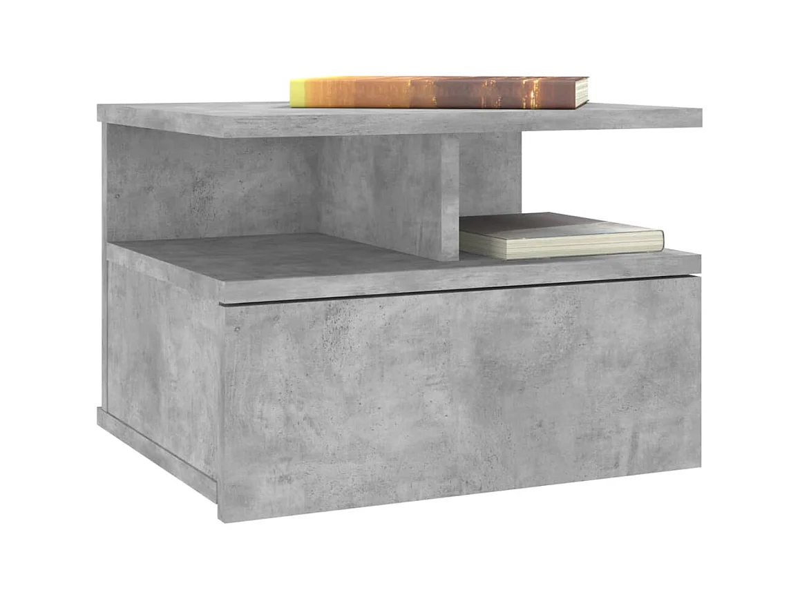 Emmanuelle  Tables de chevet flottantes 2 pcs Gris béton Bois d'ingénierie