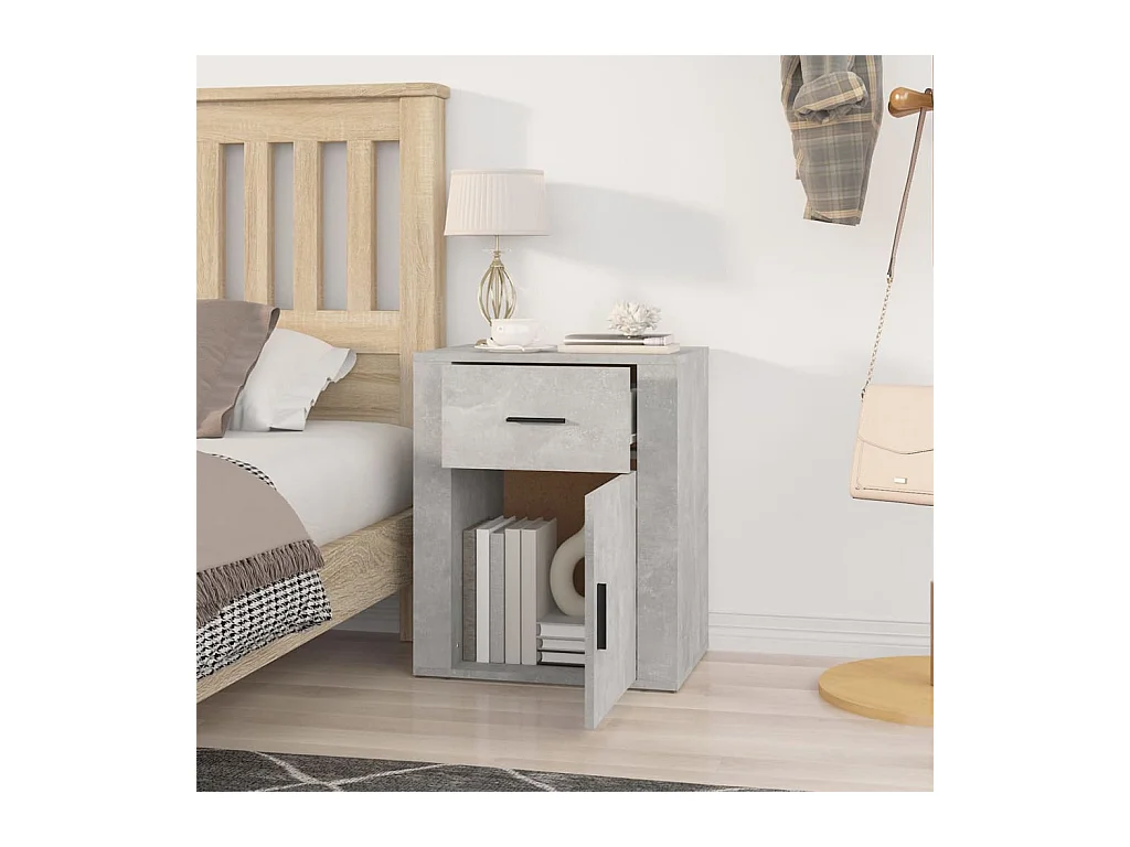 Arkport  Table de chevet Gris béton 50x36x60 cm Bois d'ingénierie