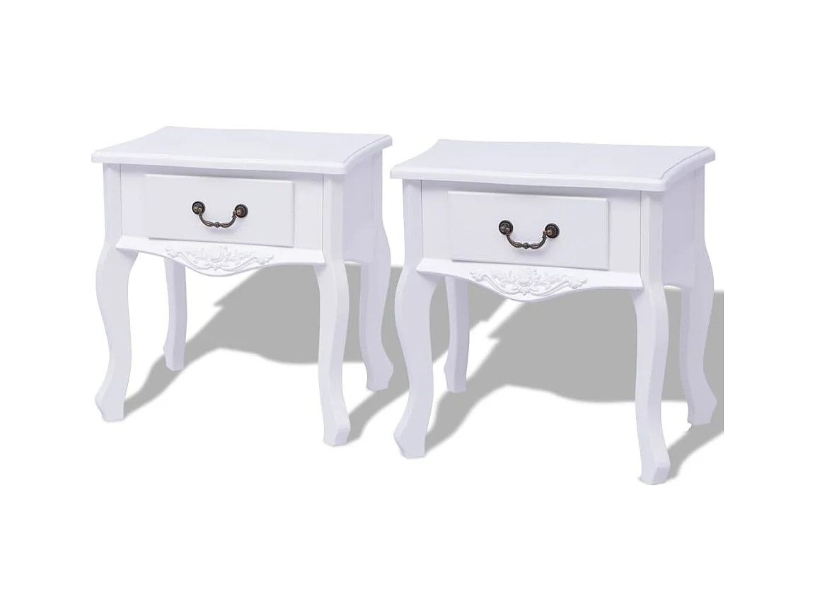 Sigulfr  Table de chevet 2 pcs MDF Blanc