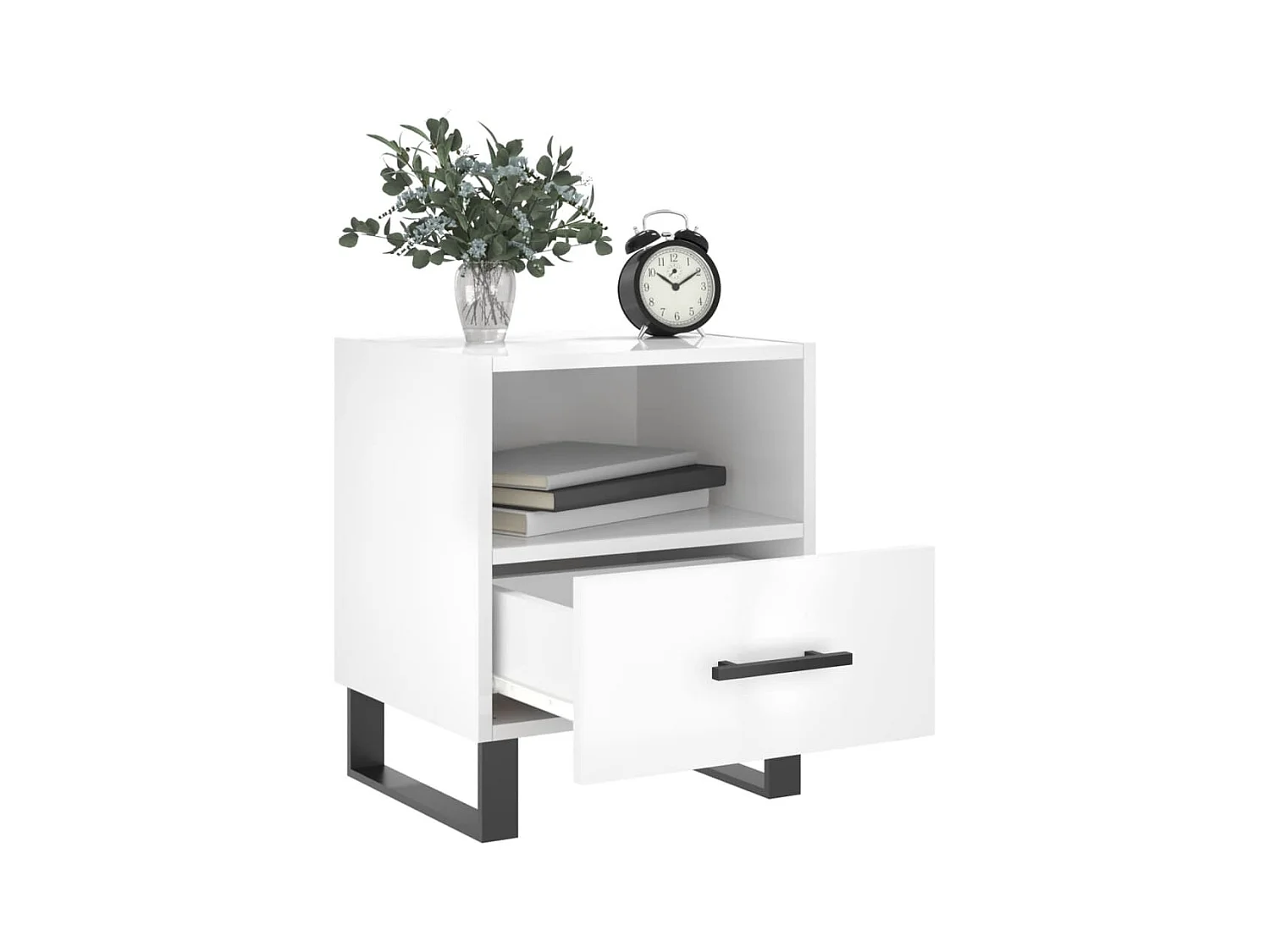 Bruni  Tables de chevet 2 pcs blanc brillant 40x35x47,5 cm