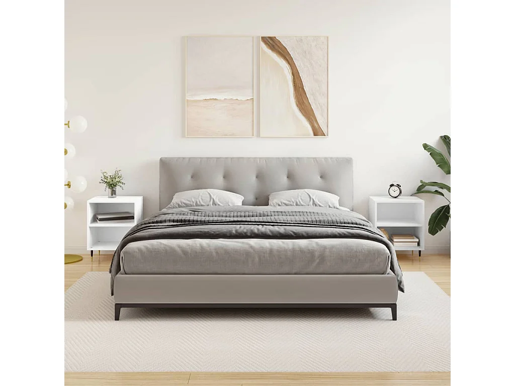 Oguz  Tables de chevet 2 pcs blanc 40x30x50 cm bois d'ingénierie