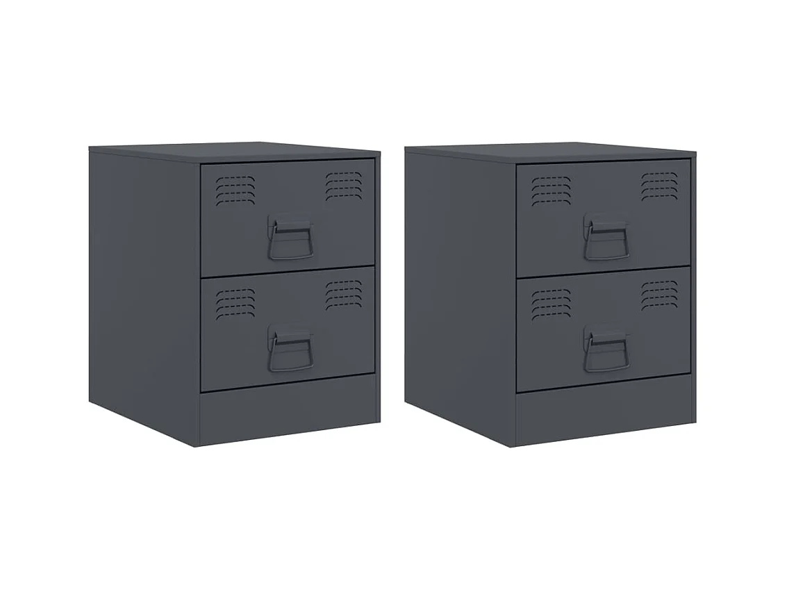 Groton  Tables de chevet 2 pcs anthracite 34,5x39x44 cm acier
