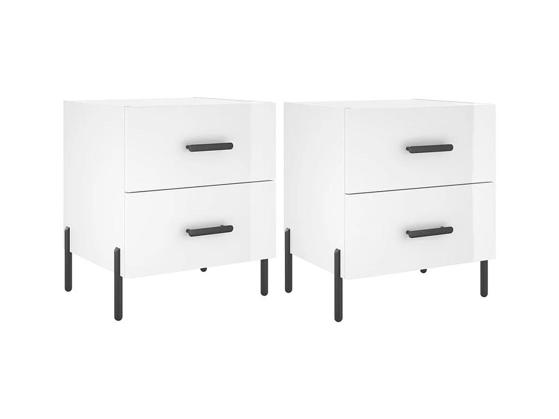Mikael  Tables de chevet 2 pcs blanc brillant 40x35x47,5 cm