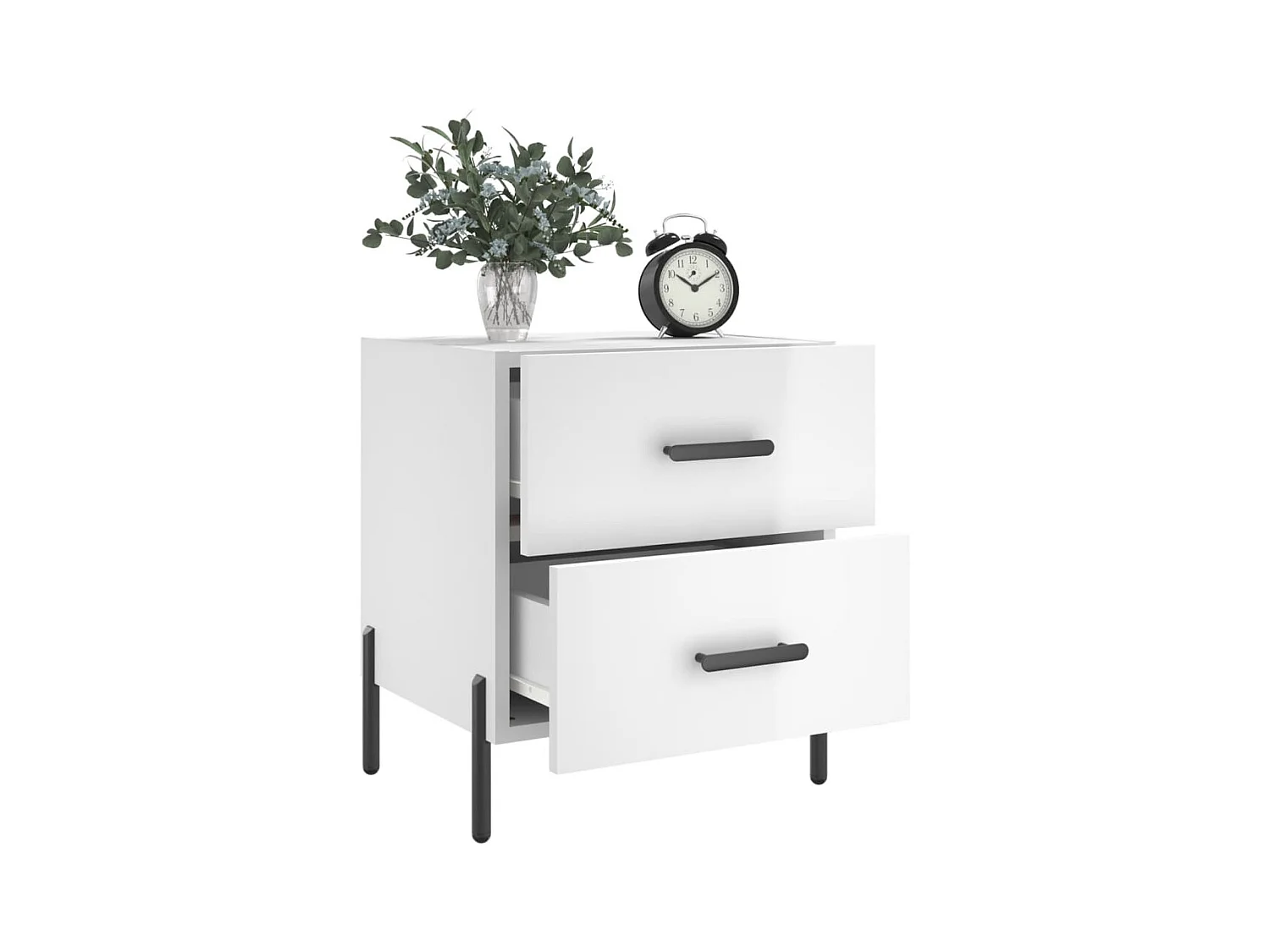 Mikael  Tables de chevet 2 pcs blanc brillant 40x35x47,5 cm