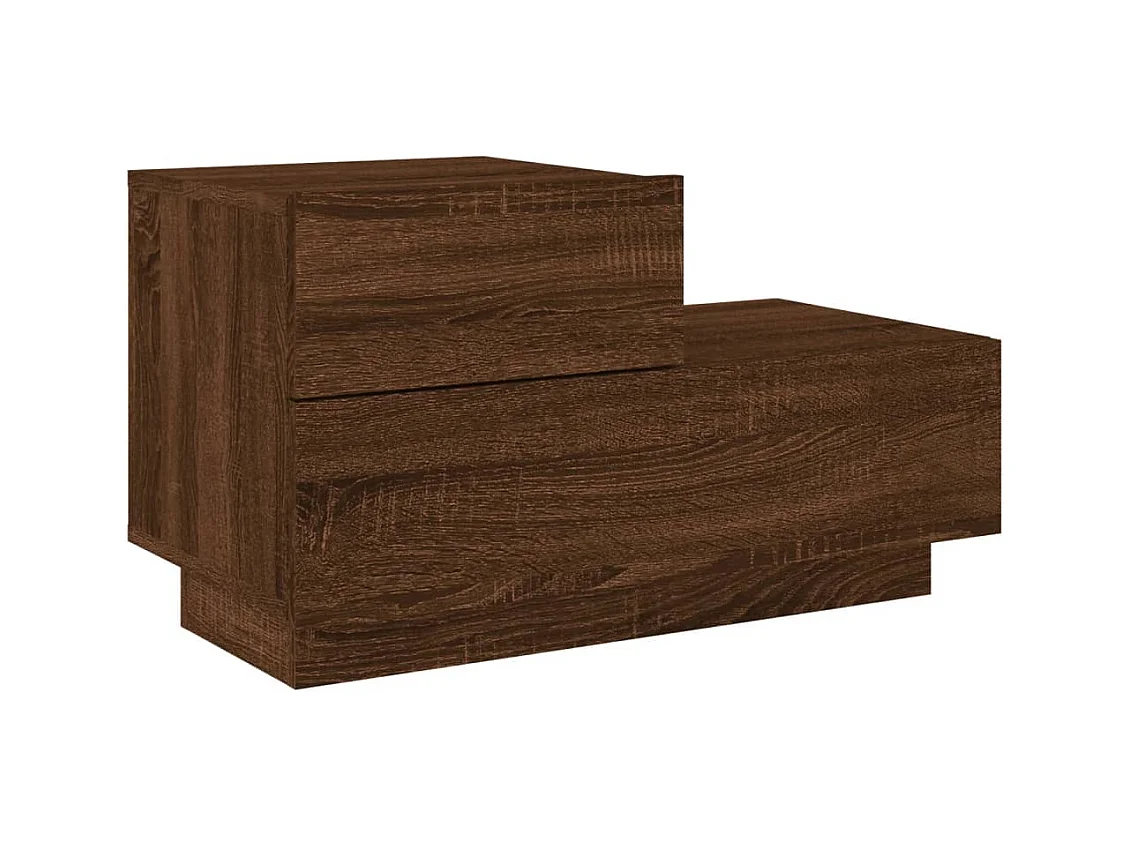 Robbie  Table de chevet avec lumières LED chêne marron 70x36x40,5 cm